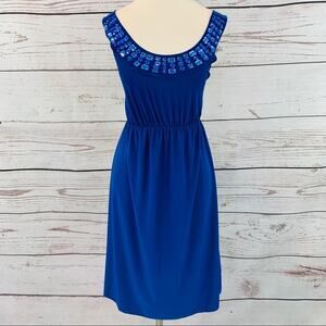 Voila blue rhinestone sleeveless jeweled neck